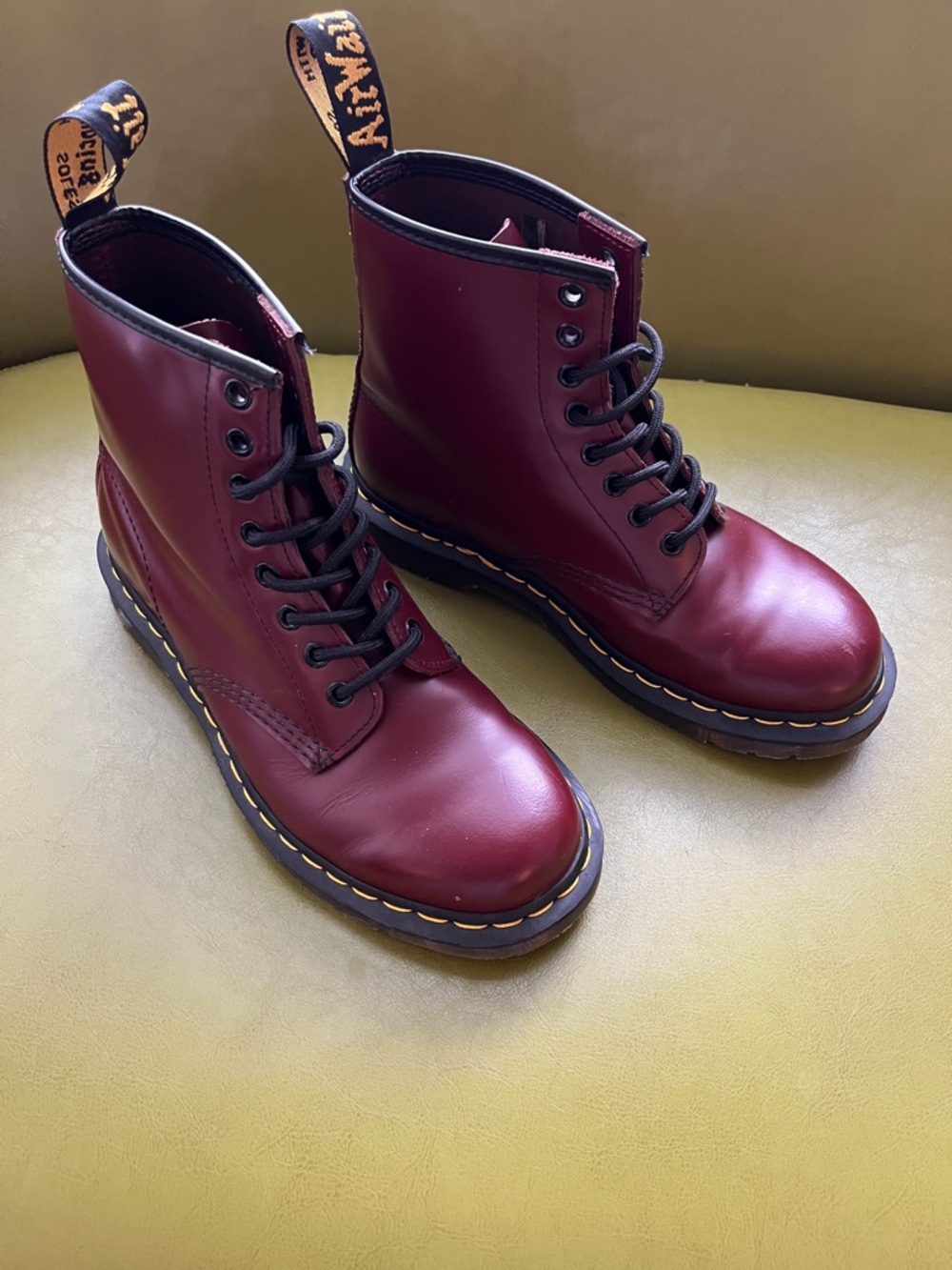 Dr. Martens Cherry burgandy Leather 8-Eye Combat Boots